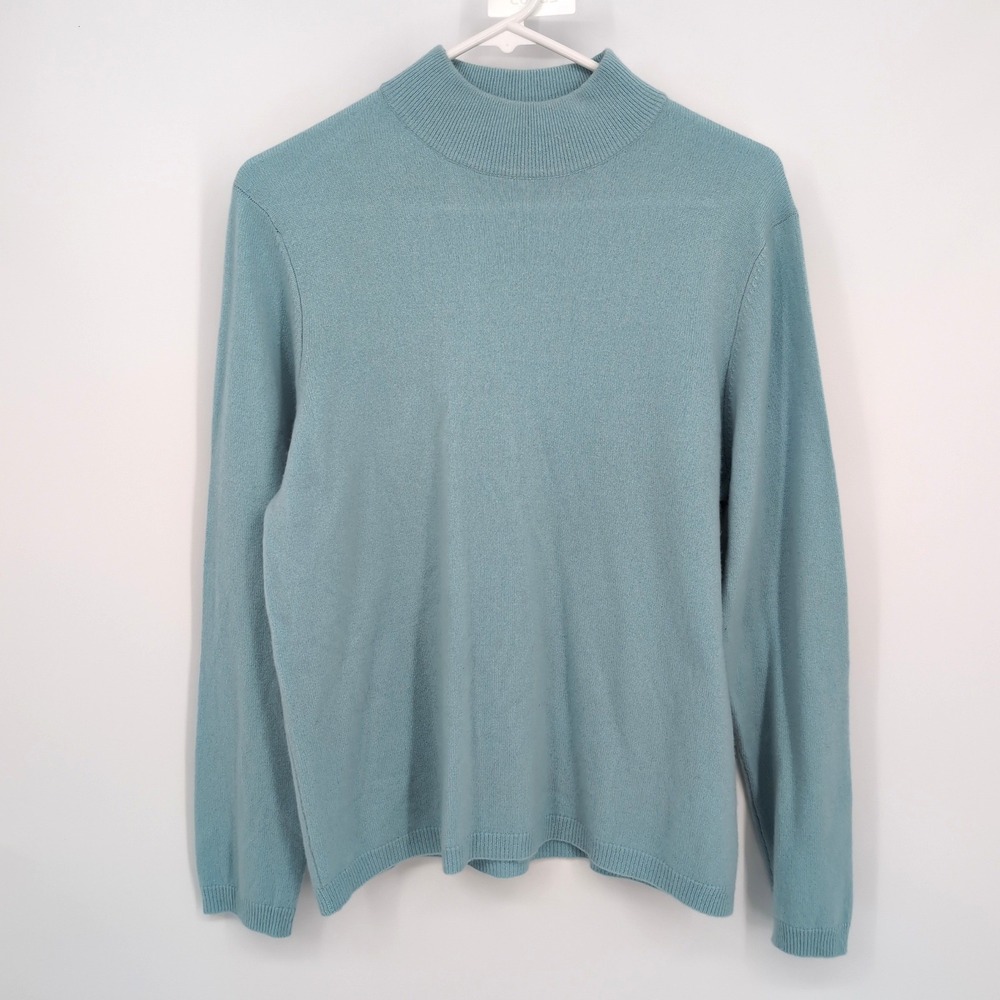 Charter Club Sweater Blue 100% Cashmere Mock Neck Womens Large